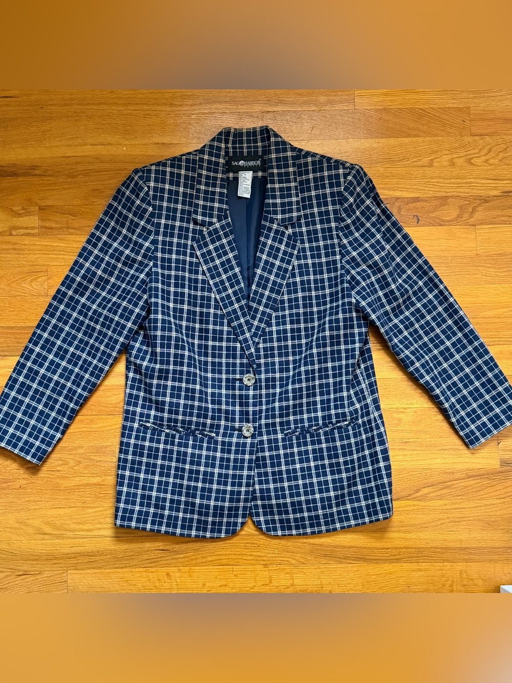 Vintage Sag Harbor Navy Plaid Women’s Blazer